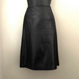 Ralph Lauren Black Croc Embossed Leather Skirt